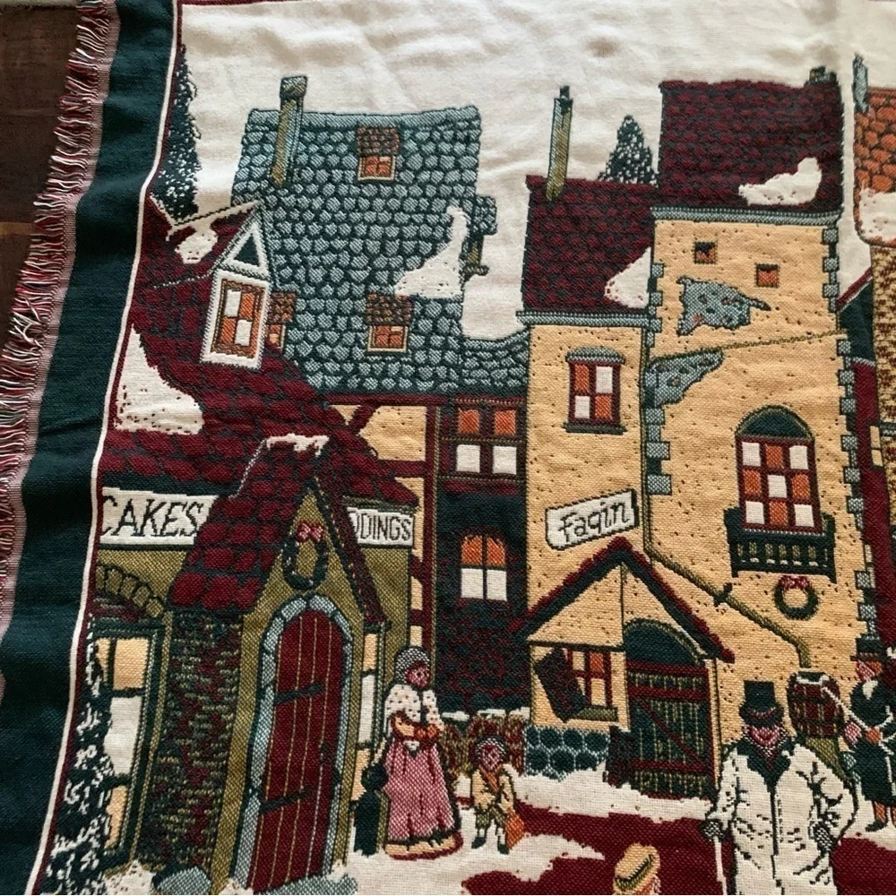 Goodwin Weavers Dept 56 Dickens Village 2nd Series Cotton Christmas Throw